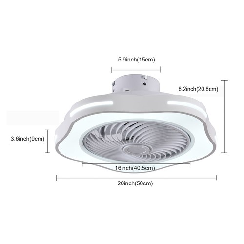 20'' Enclosed Ceiling Fan with Lights LED Warm Natural White Light 3 Wind Speed - Picture 2 of 12