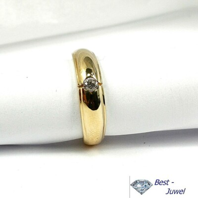 Ring in 585 Gold 14 Karat mit 1 Diamant 0,13 ct. Solitär