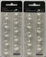 2 Pack Oticon miniFit OpenBass 6mm Domes For More Hearing Aids. 20 Domes Total.