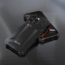 R-JUST GUNDAM CNC Aluminum Bumper Armor Case For iPhone 16 15 14 13 Plus Pro Max