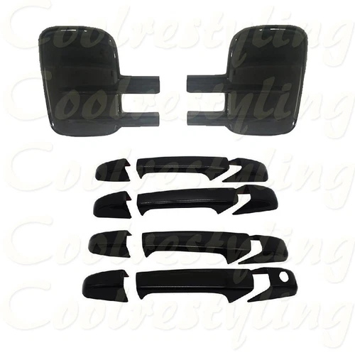 For 07-12 13 SILVERADO SIERRA 2500/3500HD BLACK TOWING Mirror + 4D HANDLE Cover
