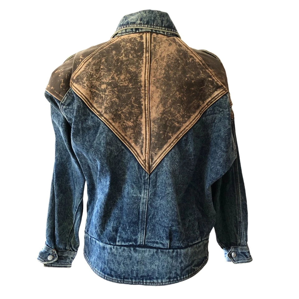 BB Dakota винтажный размер маленький синий джинсовой ткани кожи большого размера водитель грузовика куртка - Изображение 3 из 4