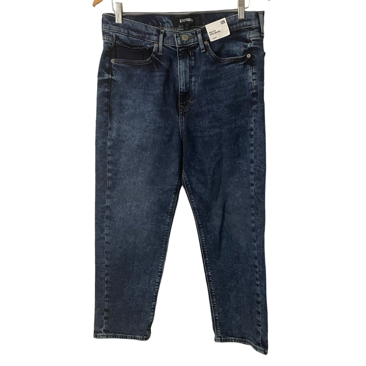 NWT Express Mom Jean Super High Rise Dark Wash Denim Size 12R - Main Image