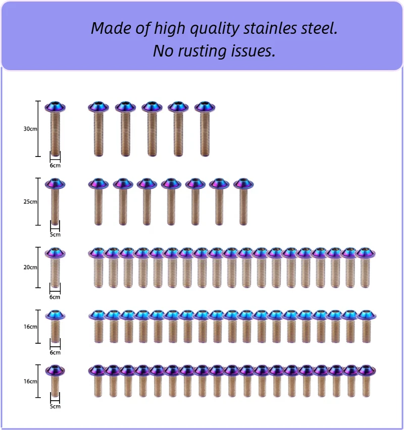 Kit completo de pernos de carenado ABS de acero inoxidable púrpura-azul para Honda CBR954RR 2002 2003 Foto 4 de 4