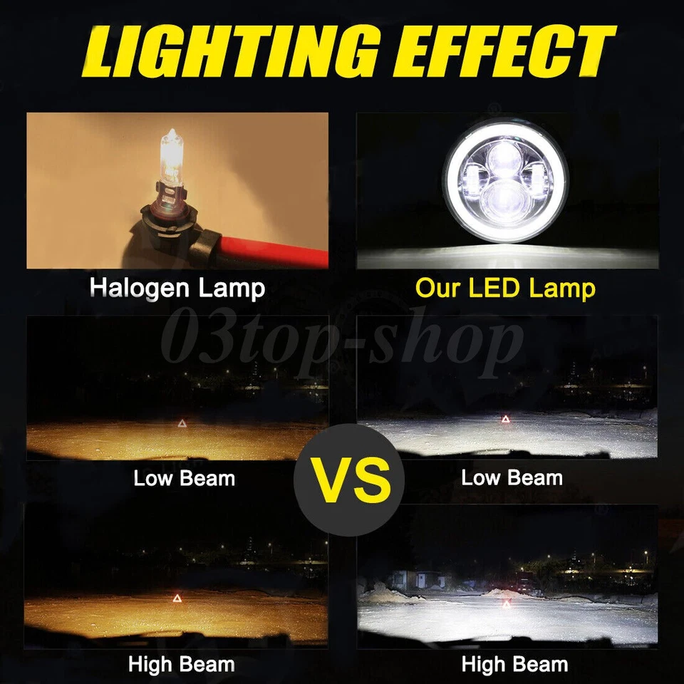 Pair 7" inch Round LED Headlights Hi/Lo Beam DRL Chrome for Ford F100 F150 F250 Foto 4 de 4