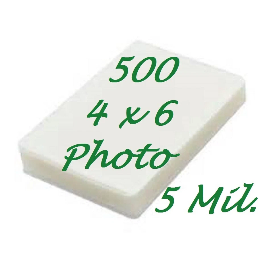 LAMINATING 4 LESS 4 x 6 500 5 Mil Laminating Pouches Sleeves 4-1/4 x 6-1/4 Photo X-Clear