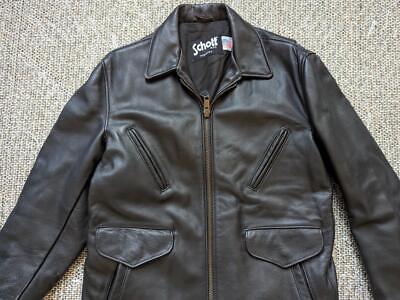 vintage USA made SCHOTT leather car coat 44 black L jacket vintage USA made SCHOTT leather car coat 44 black L jacket