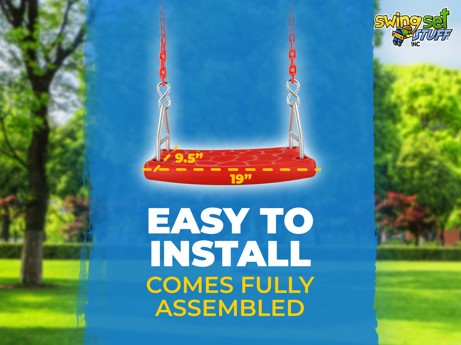 SWING SET STUFF INC. FLAT SEAT WITH 8.5 FT COATED CHAIN RED fun outside 0311