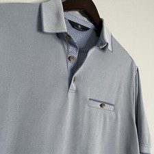 Hart Schaffner Marx Mens Light Blue Pocket Front Collared Polo Shirt Size M