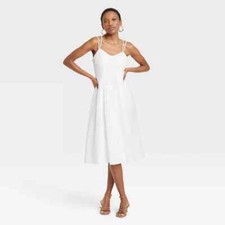 WOMEN'S SIZE XS SUNDRESS WHITE EYELET STRAPPY DRESS-A NEW DAY- LIST 40