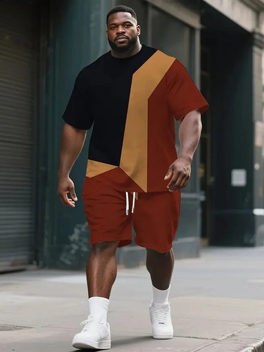 Men's Spring Summer Outfit 2-Piece Set Short Sleeve Shirt & Shorts Set 3XL BIG - Picture 2 of 5