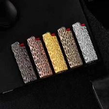 Lighter Case Cover Metal Design Retro Hollow Out Holder For BIC Standard Size
