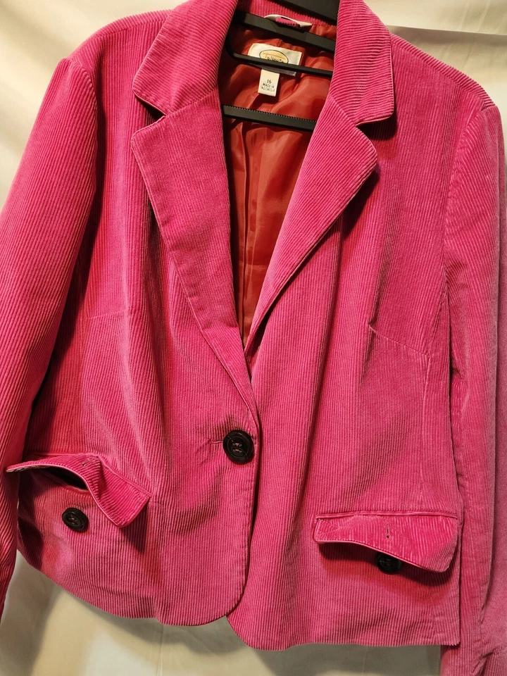 Talbot Hot Pink Corduroy Beautiful W Blazer Sz 16 - Image 3 of 4