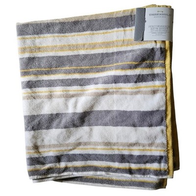 NWT Threshold Performance Striped Bath Sheet 33 x 63 Oeko-Tex  Brand New