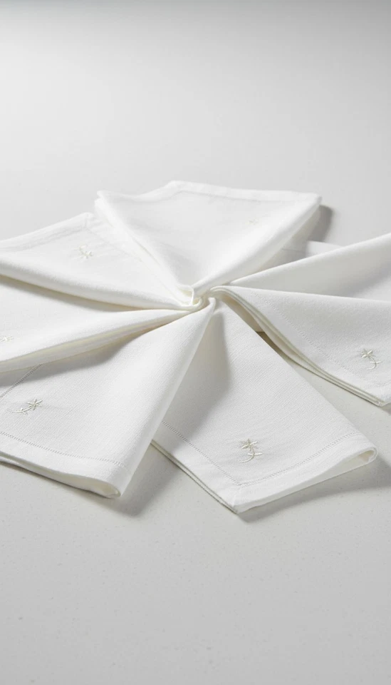 Linen Dinner Napkin 18X18 White with Hemstitched by Decorating Touch, Set of 12 - Image 2 of 4