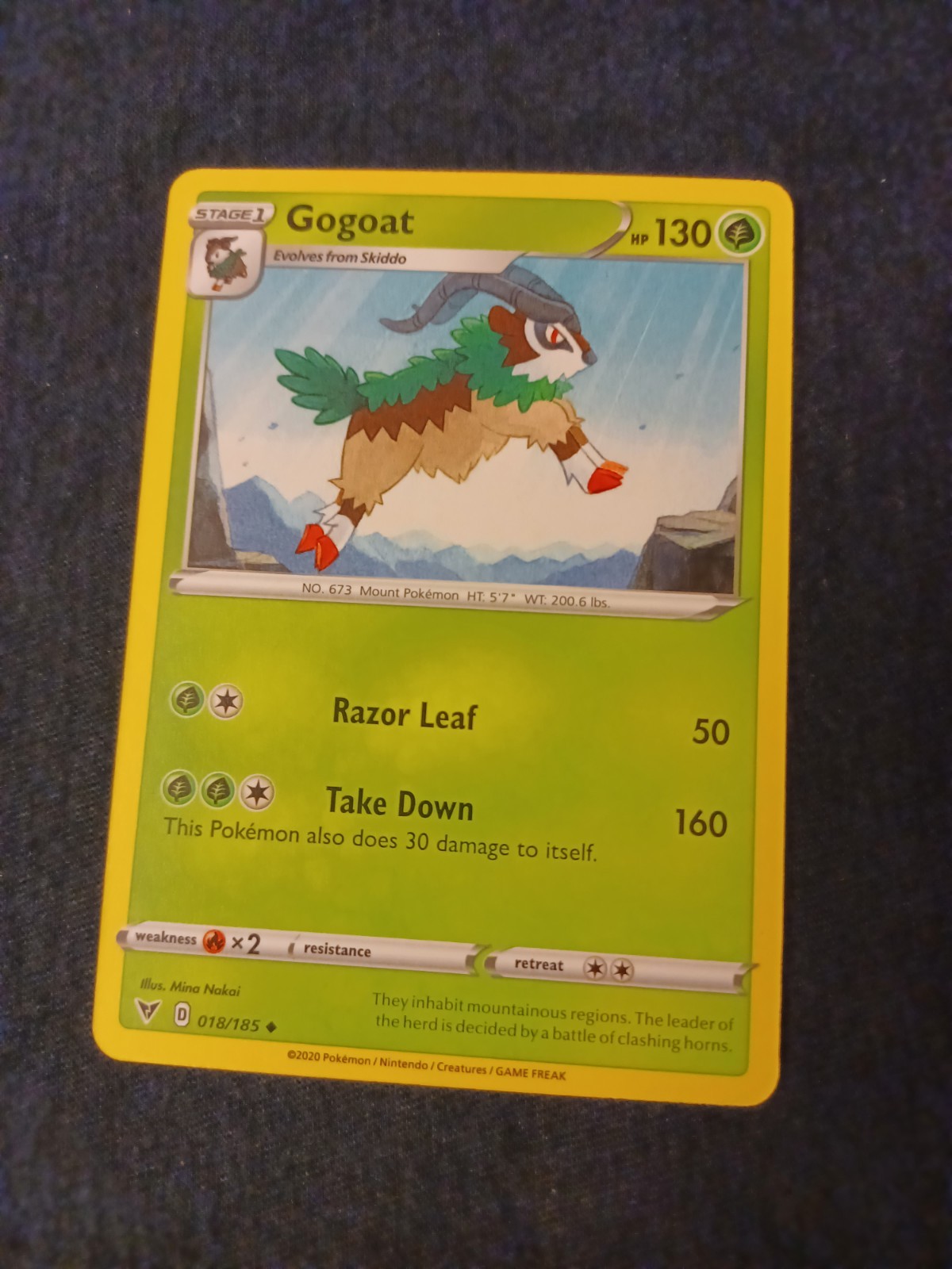 Pokemon Gogoat 018/185 SwSh Vivid Voltage Regular LP-NM 