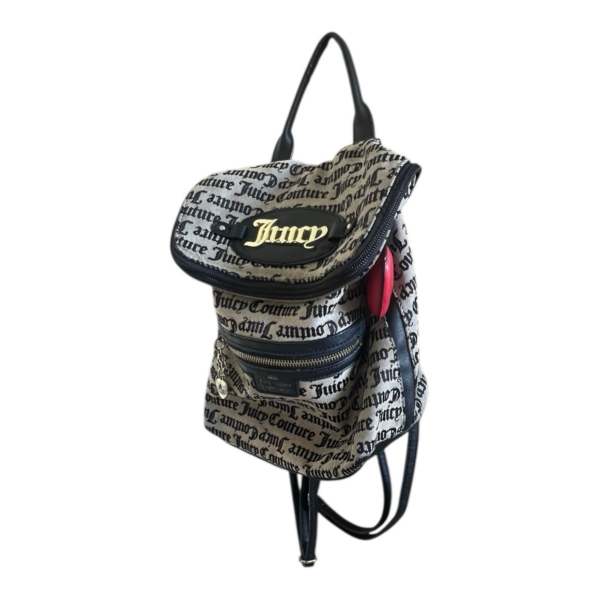 Juicy Couture Bold Move Flap Over Backpack - Tan/ black Monogram Logo Pattern Juicy Couture Bold Move Flap Over Backpack Black Gold Logo  main image 2
