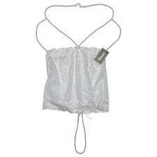 Frederick's of Hollywood Tatiana Open Cup Crotchless Teddy Lace Pearl Size XL