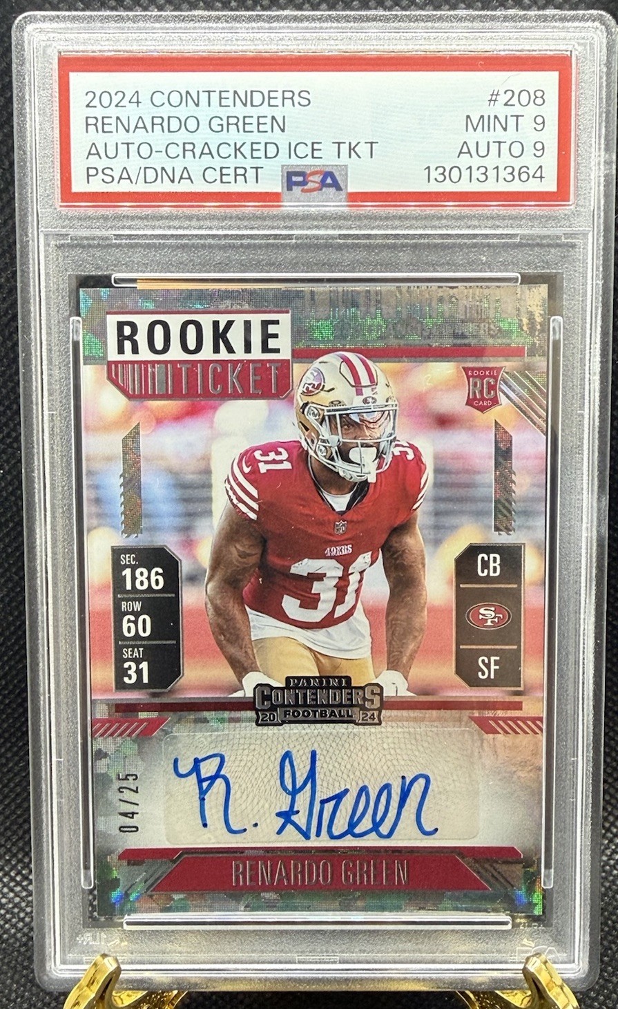 Renardo Green Panini Contenders #208 Autograph-Cracked Ice Ticket