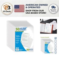 50 Pack Clear Letter Size Sheet Protectors - Archival Safe Durable