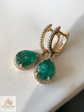 4.00Ct Pear Lab Created Green Emerald Women's Drop Dangle Earrings 925 Silver