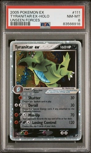 Pokémon Tyranitar Ex Unseen Forces 111/115 PSA 8 Graded Rare Holo Card • LOW POP
