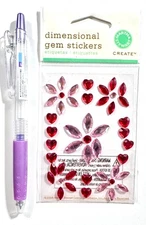 Hearts & Flowers Gems Stickers Scrapbooking Card Making Martha Stewart