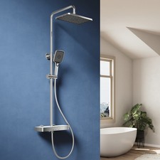 Mixer Shower Thermostatic Set Square/Round Dual Head Chrome/Gunmetal 4 Style