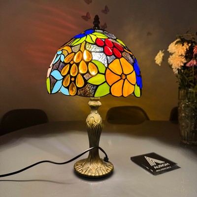 10 inch Tiffany Style Flower Table Lamp Stained Glass shade Antique Bulb  E27 UK
