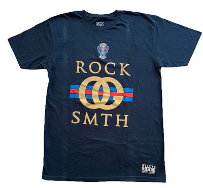 ROCKSMITH CREW NECK T SHIRT NAVY BLUE MENS SIZE LARGE 100% COTTON USA MADE NEW