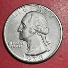 1938 US Washington SILVER Quarter! Philadelphia Mint! Choice AU! Old US Coin!