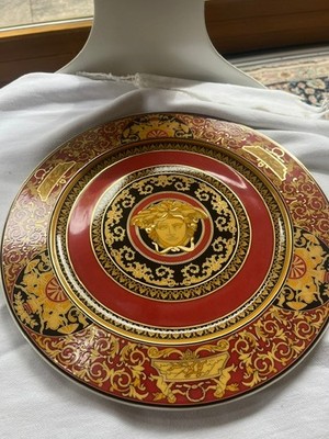 Platzteller  Medusa Rosenthal Versace Ikarus Medusa Gold Rot 31 cm RARITÄT