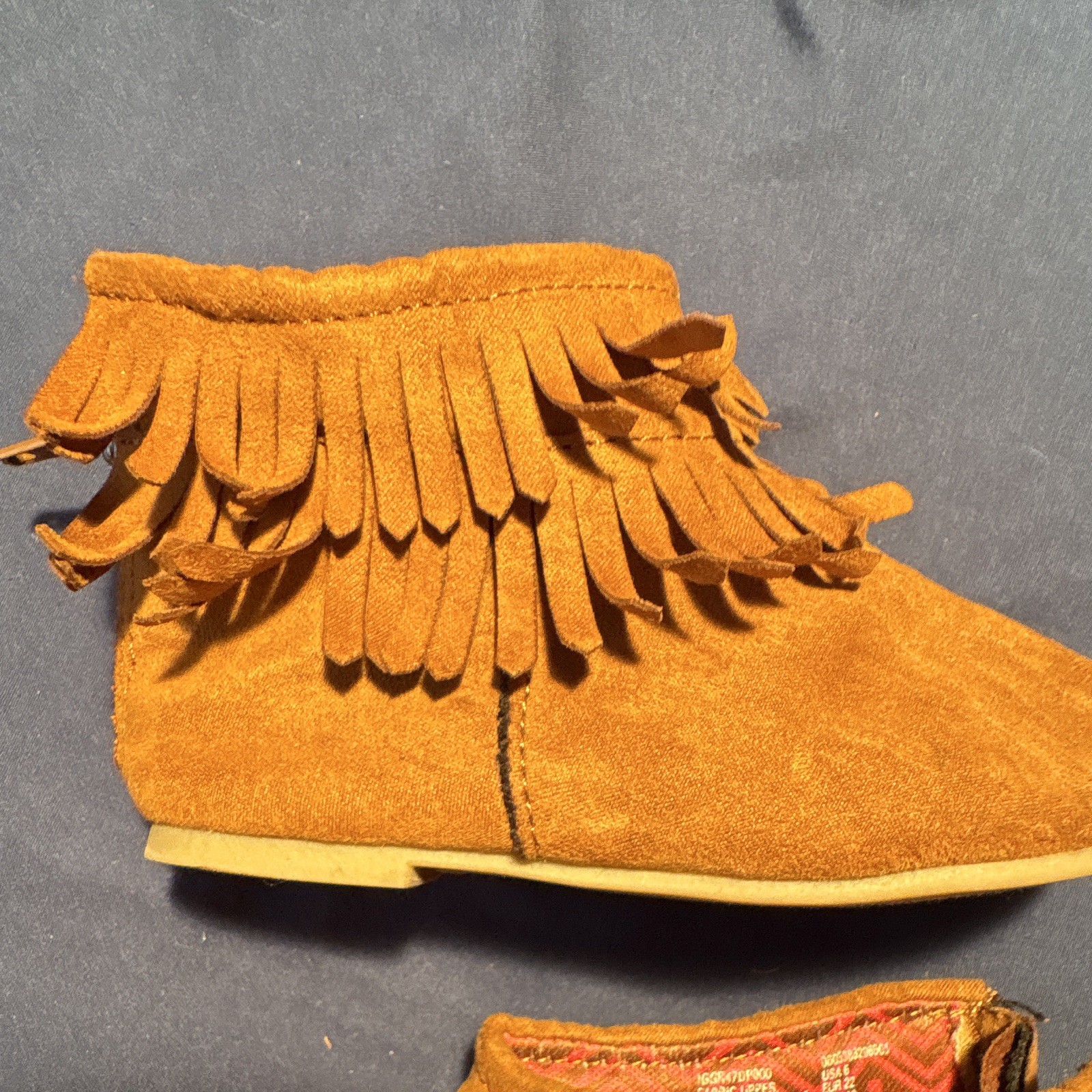 Garanimals Unisex Kids Brown Suede Fringe Ankle Boots Zip Flat Heel US 6 image 3
