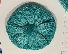 Baby crochet hats handmade- Aqua/White