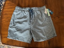 NWT BURNSIDE Shorts Men  s Size Large Swim Shorts Navy Pattern