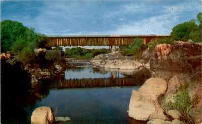 KNIGHT'S FERRY, covered bridges, California, Mike Roberts, BERKELEY, Postcard