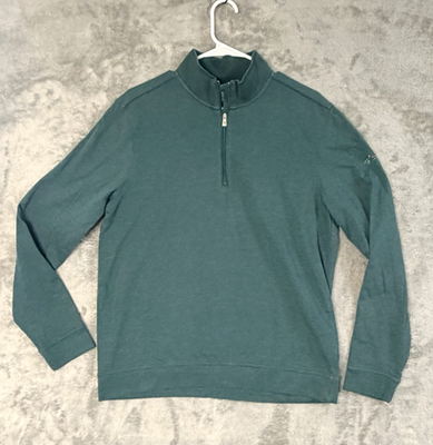 #ad Greg Norman Green Shirt MED Mens Shark Logo 1 4 Zip Pullover Golf Sweater $17.00