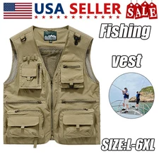 Men's Fishing Vest Outdoor Tactical Photographer Camping Mesh Breathable Jacket