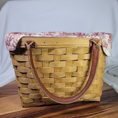 longaberger バスケット Longaberger 2003 Summertime Boardwalk Basket Leather Handles w
