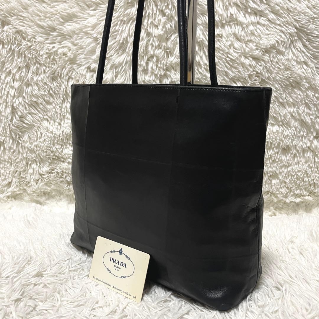 Prada Tote Bag Black Leather Authentic