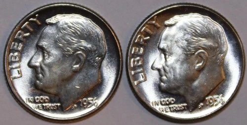(2) Roosevelt Dimes - 1956D(BU) 1956P (BU) - #9783D - Free SHIPPING