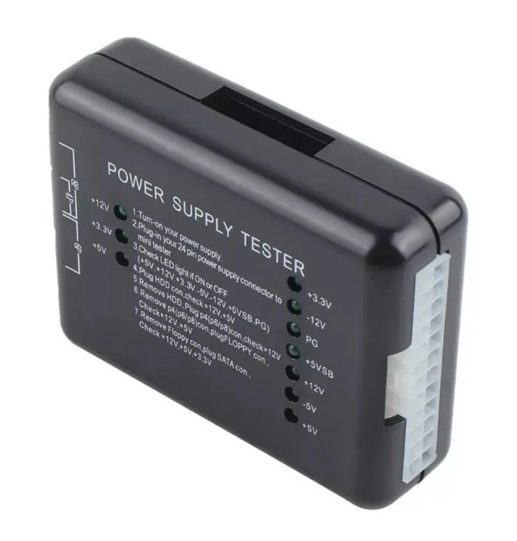 PC Computer PSU ATX Power Supply Tester 4/6/8/20/24 Pin Plug SATA Floppy Molex - Image 2 of 4