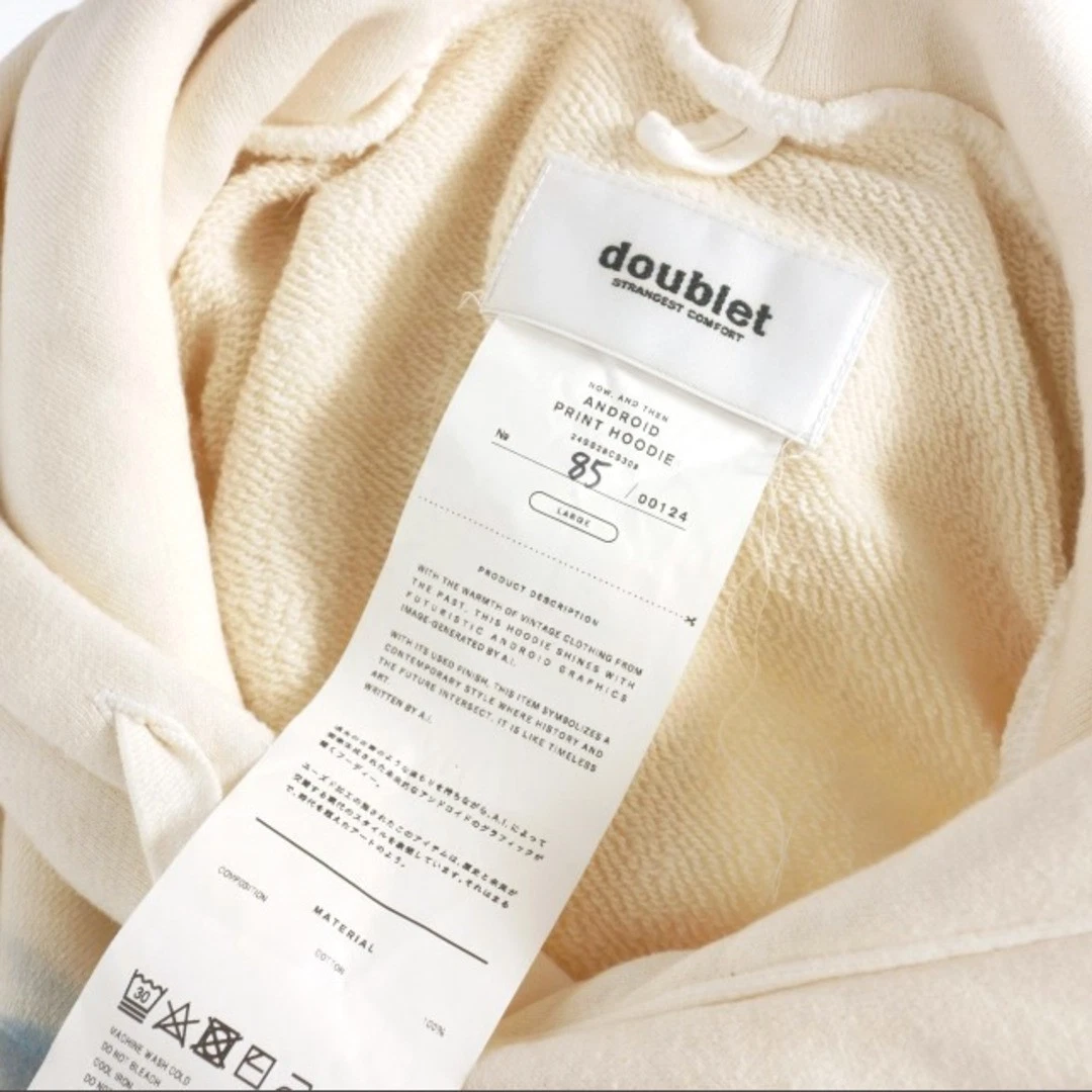 OFF WHITE Felpa con cappuccio Doublet 24SS ANDROID PRINT MANICA LUNGA L bianco sporco 24SS28CS309 usata