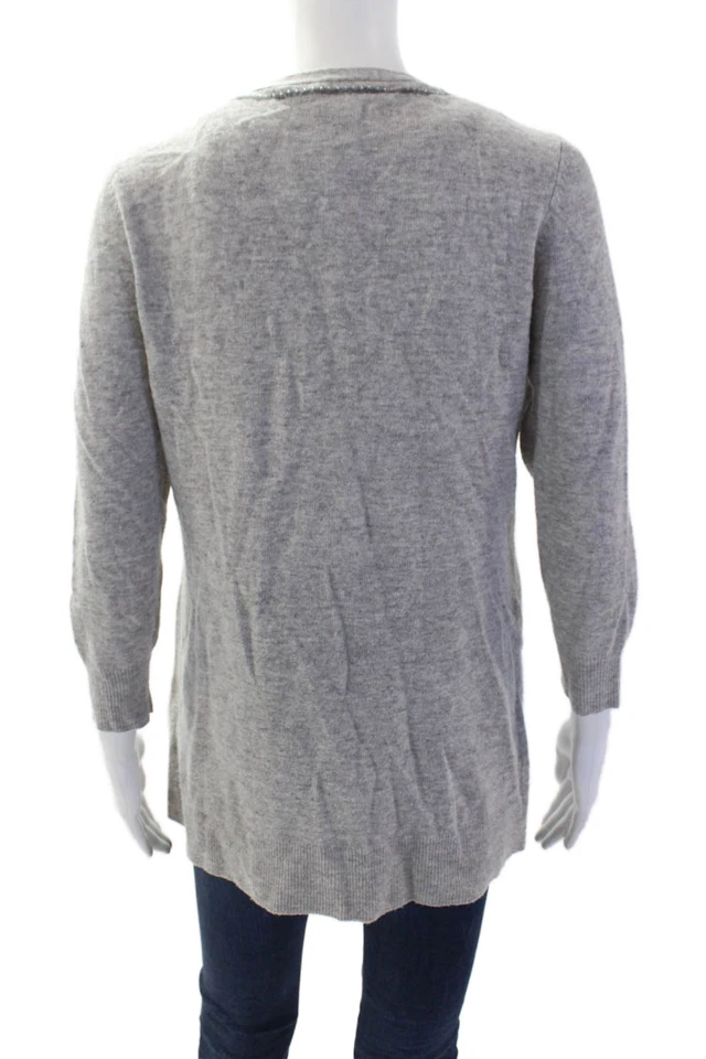 Cárdigan para mujer Diane Von Furstenberg gris lana geométrico cuello en V talla L Foto 3 de 4