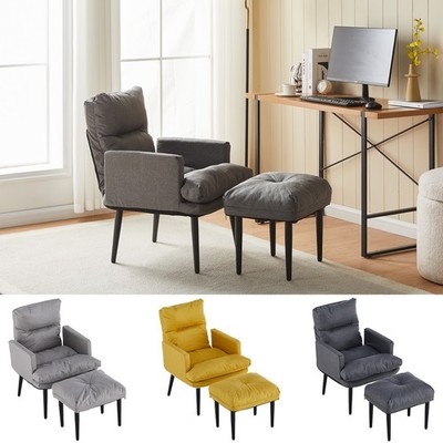 Fodable Lazy Chair w/ Footstool Lounge Chair Accent Armchair Sofa Chair