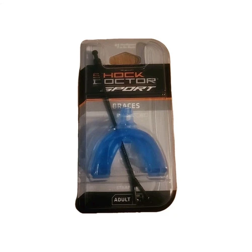Shock Doctor Sport Braces Mouth Guard Blue w/Strap Adult 12+ Durable All Sports
