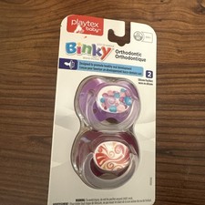Playtex Binky Orthodontic 6m  Pacifier  Purple/Fushia 2ct  NiP