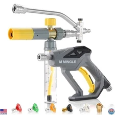 M MINGLE Pressure Washer Gun with Mini Foam Cannon, Dual Connector Accessory,