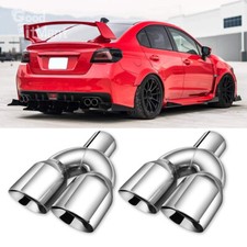 Paar 2.5" Einlass Doppelter Auspuff Spitze Rohr Anschweißbar Für Subaru WRX STI