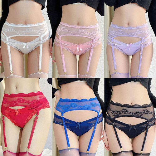 Women's Sheer Lace Suspender Garter Belt Sexy Lingerie Adjustab ~ - Picture 3 of 32